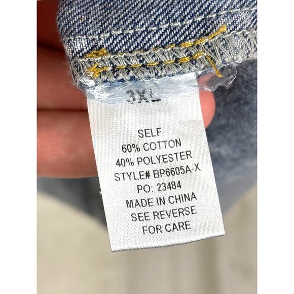 Baevely Womens Plus 3XL Blue Washed Denim Button Up Short Sleeve Jean Romper NWT - Picture 4 of 6